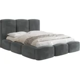 WFL GROUP Polsterbett Grau, Holz, 140x200 cm, Schlafzimmer, Betten, Polsterbetten