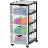 Iris Ohyama Rollcontainer 4 Schubladen 40 x 30 x 80 Blau/Schwarz