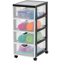 Iris Ohyama Rollcontainer 4 Schubladen 40 x 30 x 80 Blau/Schwarz