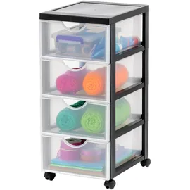 Iris Ohyama Rollcontainer 4 Schubladen 40 x 30 x 80 Blau/Schwarz