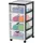 Iris Ohyama Rollcontainer 4 Schubladen 40 x 30 x 80 Blau/Schwarz