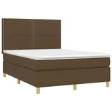 vidaXL Boxspringbett mit Matratze & LED Dunkelbraun 140x200 cm Stoff