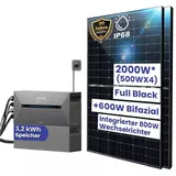 2000W Balkonkraftwerk mit Speicher Komplettset Photovoltaikanlage All-In-One 8m2 inkl. 3,2 kWh Anker SOLIX Solarbank E1600 PRO Speicher