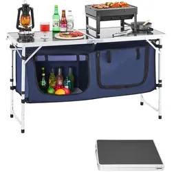 VEVOR Camping Küchentisch Klappbare Kochstation 3-fach Höhenverstellbar Blau