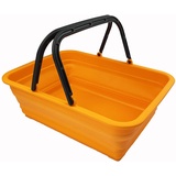 SAMMART 8L Zusammenklappbarer Korb mit Griff – Tragbarer Outdoor-Picknickkorb/Krater – Faltbare Einkaufstasche – Platzsparender Aufbewahrungsbehälter (Mandarinrot)