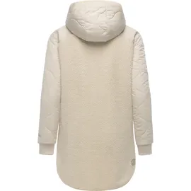Ragwear Damen Teddyfleece Kurzmantel warmer Plüschmantel mit Kapuze Longeddy YOUMODO Ecru25 Gr. XL - XL