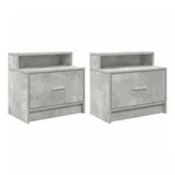 vidaXL Nachttische mit Schublade 2 Stk. Betongrau 51x31x47 cm