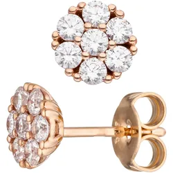Paar Ohrstecker JOBO, rosa (roségold 333), Ohrringe, Damen, Roségold 333, Rosu00e9gold 333, rund 333 Roségold mit Zirkonia