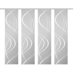 Schiebegardine HOME WOHNIDEEN "TIBERIO 4er SET" Gr. 1, grau, B:60cm H:245cm, Polyester, Gardinen, Schiebegardine 4er SET TIBERIO