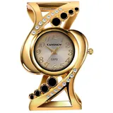 Spangenuhr Damen – Modische Damenuhr Gold | Armbanduhren Damen | Damenuhren | Frauen Uhren | Damenuhr Gold | Uhr Gold Damen | Goldene Uhr Damen | Damen Uhr Gold | Uhr Damen Gold (Gold-Schwarz)