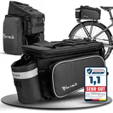 Gepäckträgertasche mit erweiterbarem Volumen 10-20L „FELIX“ - Schwarz-Reflektierend - Bestseller,Gepäckträgertaschen,oft gekauft