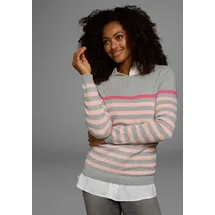 AJC Strickpullover in grau-rosa-himbeere | Gr.: 32/34