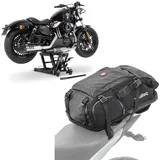 Set: Hebebühne Midlift L bis 680 kg sw ConStands mit Motorrad Rucksack HX5 Hecktasche wd. 45Ltr mit Helmhalterung