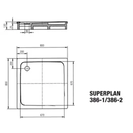 Kaldewei SUPERPLAN CLASSIC 386-2 80x80cm mit Styroporträger, 447548040001,