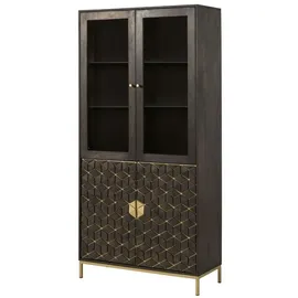 Massivmoebel24 Standvitrine Mango 99 x 40 x 200 cm Grau Geölt