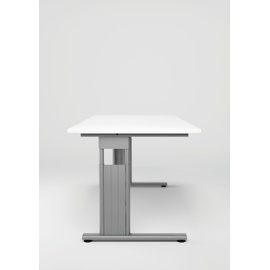 geramöbel Schreibtisch buche rechteckig, C-Fuß-Gestell silber 160,0 x 80,0 cm