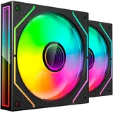 Mars Gaming MF-3DPROX2, Kit 2x PWM 120mm Lüfter, ARGB Triple Infinity Mirror 360° Beleuchtung, PWM-Steuerungssystem, FDB-Lager, PC-Lüfter mit voller ARGB-Kompatibilität, Schwarz