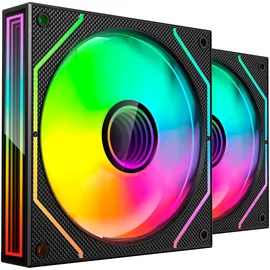 Mars Gaming MF-3DPROX2, Kit 2x PWM 120mm Lüfter, ARGB Triple Infinity Mirror 360° Beleuchtung, PWM-Steuerungssystem, FDB-Lager, PC-Lüfter mit voller ARGB-Kompatibilität, Schwarz