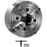 Vevor 4-Backen-Drehfutter, 250 mm, Spannfutter, 15-250 mm Spannbereich mit T-Schlüssel-Befestigungsschrauben, umkehrbare Backen, HT300-Material, für Holz-Metall-Drehmaschine