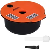 Wiederverwendbarer Kaffeekapsel-Filterbecher mit Löffel und Bürste, Nachfüllbarer Kaffeefilter für Tas Maker (Orange 180ML)