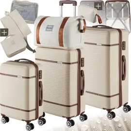 Tectake Reisekofferset 13-tlg. beige/weiß