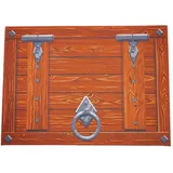 getDigital Falltür Badezimmer-Matte - Badmatte Badteppich für Geeks, Nerds und Rollenspieler, Rutschfester Duschvorleger fürs Badezimmer - Rot Schwarz, 70 x 50 cm