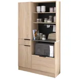 Parisot Küchenbuffet Revin (Küchenschrank in Eiche mit grau, 100 x 186 cm) mit viel Stauraum beige