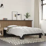 THOYTOUI Bettgestell, Tagesbett Bettsystem Seniorenbett Bett Geeignet für Schlafzimmer Studentenwohnheim Wohnungen Hotels Schwarz 90x190 cm Holzwerkstoff und Metall