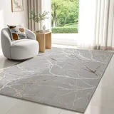 Mia ́s Teppiche Shine - Moderner Kurzflor Teppich, Schlafzimmer, Wohnzimmer, Glanzfaser, Eleganter Glanz, Hoch-Tief Effekt, Grau Blitz, 160 x 230 cm