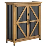 Vevor Gartenschrank Holz, Geräteschrank mit Abschließbaren Türen, Gerätehaus mit Ablage & Boden, Geräteschuppen, Gartengerätehaus, Werkzeugschrank für Terrasse, Garten oder Rasen, 81x33x95 cm