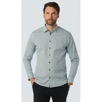 No Excess Langarmhemd No Excess Stilvolles Hemd mit Allover-Muster blau L