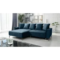 Fun Möbel Ecksofa Schlafsofa Sofa FLORENCE Stoff Element Dunkelblau Ottomane Links - Blau