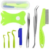LuxusKollektion Zeckenpinzette Zeckenzange Hunde Katze Mensch Kinder Grün + Blau(8er Set) bunt