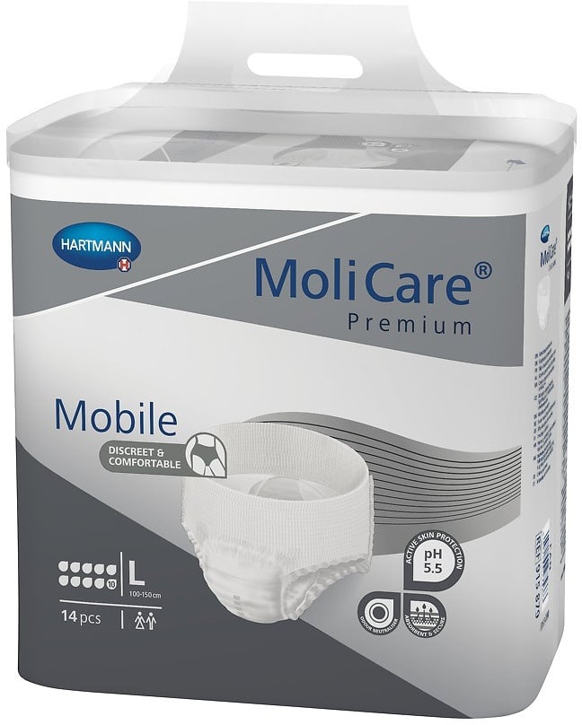 HARTMANN MoliCare Premium Mobile 10 Tropfen Karton Größe XL Bauch/ Hüft Umfang 130-170cm 4x14 Stück
