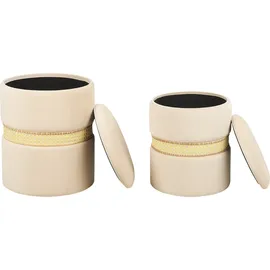 Beliani Pouf mit Stauraum Samtstoff Creme 2er Set MEDFORD