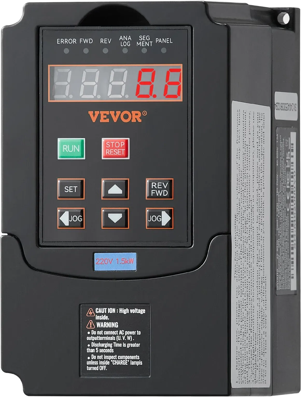 VEVOR Frequenzumrichter VFD 1,5kW, 7,5A 1-/3-Phasen-Eingang auf 3-Phasen-Ausgang