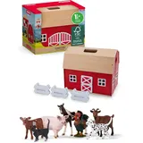 Schleich Farm World | Großer Bauernhof aus Holz 42602 | Tiere Set 77533 mit Hund, Katze, Schwein, Ziege, Kuh, Pferd und Hahn | Bauernhof Spielzeug ab 3 Jahre | exklusiv bei Amazon