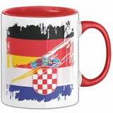 Trendation Tasse Kroatien Deutschland Flagge 0,3 l Schwarz