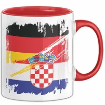 Trendation Tasse Kroatien Deutschland Flagge 0,3 l Schwarz