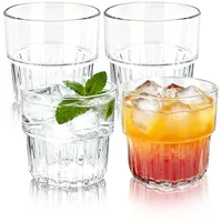 SHILIPAIJC 4 Stück Trinkgläser Set 300ml, Wassergläser Kunststoff Wiederverwendbar, Acryl Whiskey Gläser Set Cocktail Gläser Trinkglas für Saft Rotwein Milch Latte Macchiato Partei