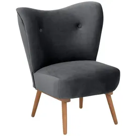 58 aufm Kessel Cocktailsessel Kayra Samtvelours 58 x 71 x 70 cm Grau mit Relax-Funktion