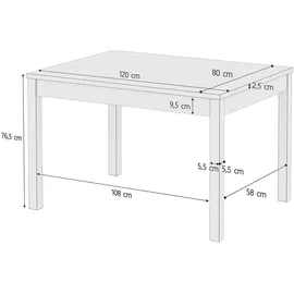 Erst-Holz Zweifarbiger Tisch 80 x 76 x 120 cm Eichefarben/weiß