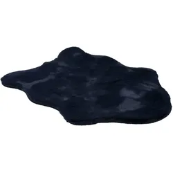 Fellteppich "Tender", blau (nachtblau), B:70cm H:26mm L:110cm, Kunstfaser, SCHÖNER WOHNEN-KOLLEKTION, Teppiche, Fellteppich, weich durch Microfaser, Kaninchenfell Haptik, Kunstfell, waschbar