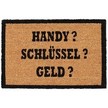 Relaxdays Kokosmatte ALLES dabei, Fußmatte aus Kokosfasern, rutschfeste Türmatte, Handy, 40x60cm, natur/schwarz