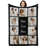 iDIY Personalisierte Decke mit Foto und Text – Fotodecke Selbst Gestalten – Personalisierte Geschenke für Familie, Paare, Muttertag und Vatertag - Foto Geschenk - 10 Fotos