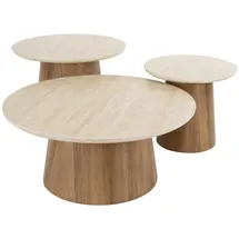 KAWOLA Couchtisch PRETO Set 3-tlg. Keramik weiß