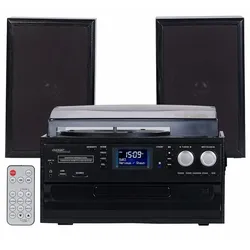 auvisio PLATTENSPIELER MHX-640.bt DAB+/FM-Radio, Lautsprecher, Bluetooth & CD-Player, 100 Watt