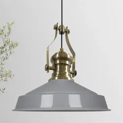 Bamyum Pendellampe Vintage, Neo-Asletl Lampe Grau Groß Lampe