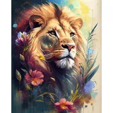 TISHIRON Malen nach Zahlen zum Selbermachen für Erwachsene, Anfänger, Löwe, Erwachsene, Malen nach Zahlen, abstrakte Blumenkunst, Malen nach Zahlen für Erwachsene, Malen nach Zahlen, Kunsthandwerk für