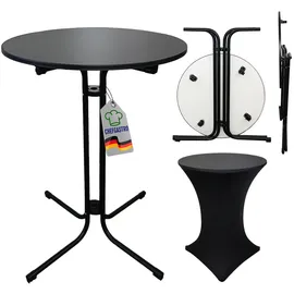 chefgastro Stehtisch klappbar rund 110 x 80 cm Schwarz